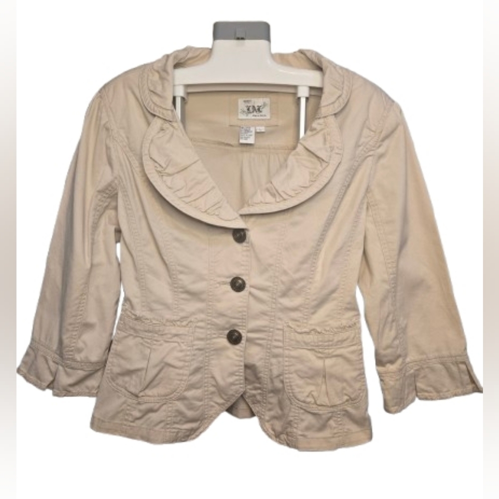 Live‎ a Little Beige Ruffle Trim Jacket